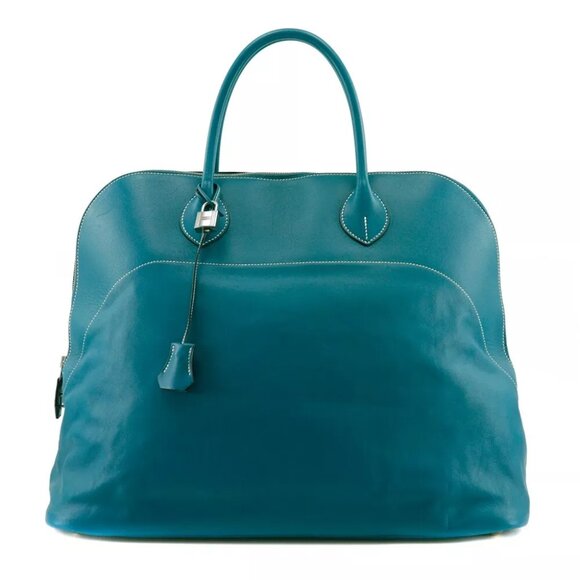 HERMES Bolide Relax 45 Boston bag Turquoise/SilverHardware Sikkim unisex - Picture 1 of 12